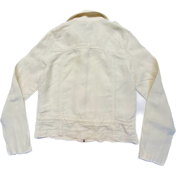 Lucky Brand Military Zip-up 100% Linen Drawstring Waist Jacket Beige Women S - Picture 7 of 12